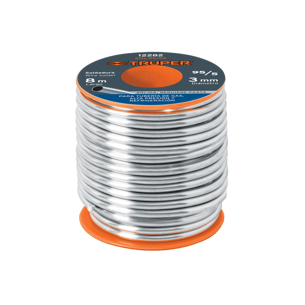 Soldadura 95/5 para tubería de gas, 450 g, TRUPER SOLDAKLIN