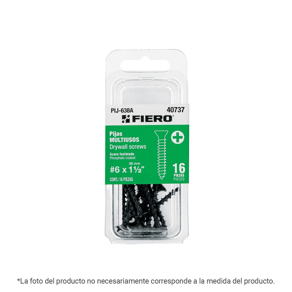 Blíster con 13 pijas #6 x 2' multiusos, FIERO