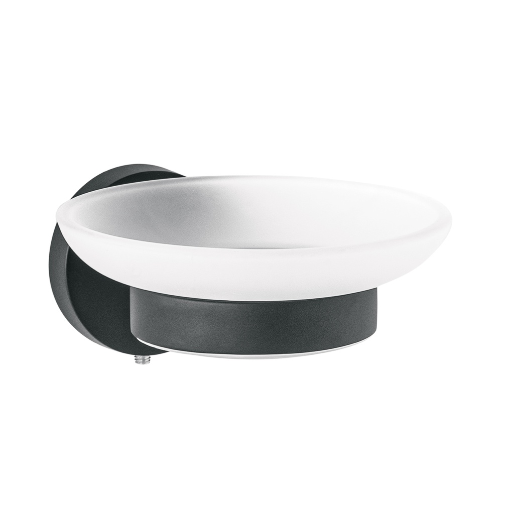 Jabonera metálica negro con plato de vidrio, FOSET T⁄BIG