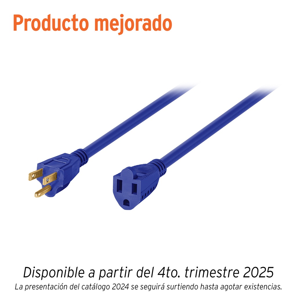 Extensión de uso rudo aterrizada 8 m 3x16 AWG, Volteck