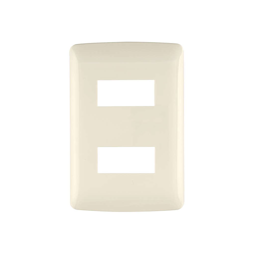 Placa de 2 módulos, marfil, Línea Italiana, VOLTECK