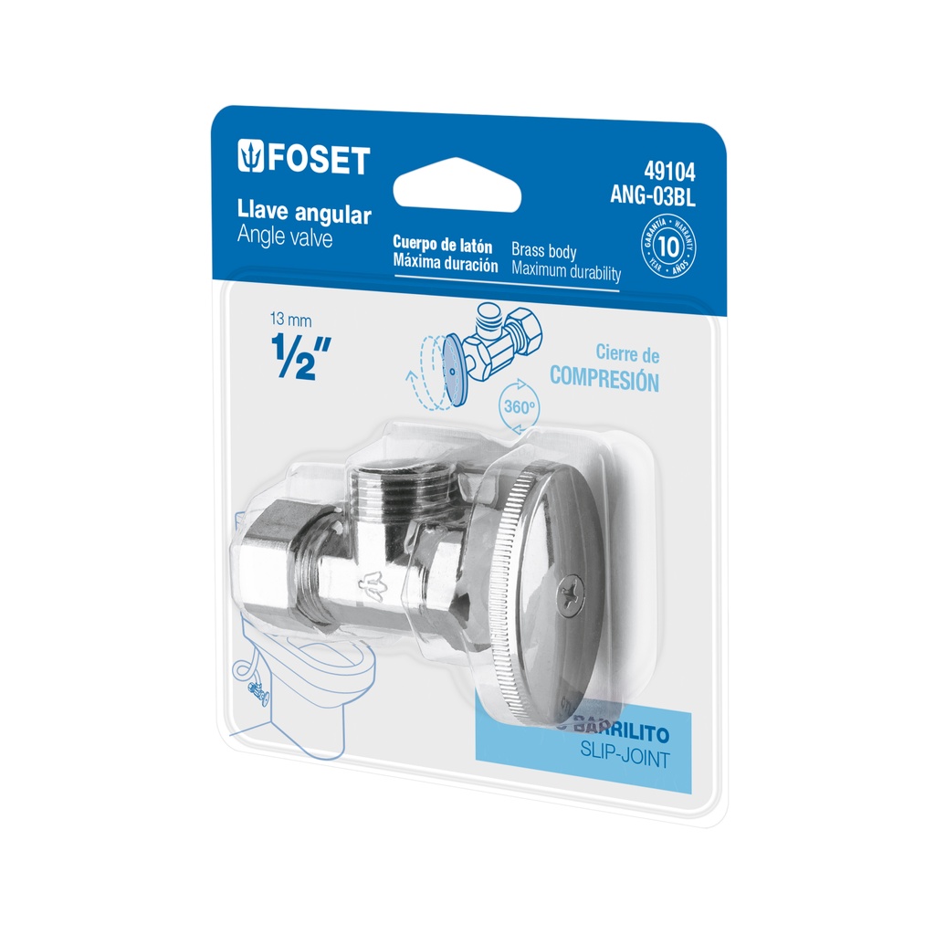 Llave angular  1/2', multivuelta, barrilito, blíster, FOSET