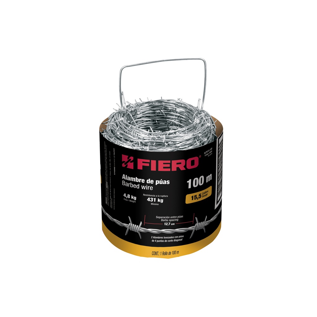 Rollo de alambre de puas 100m calibre 15.5, FIERO
